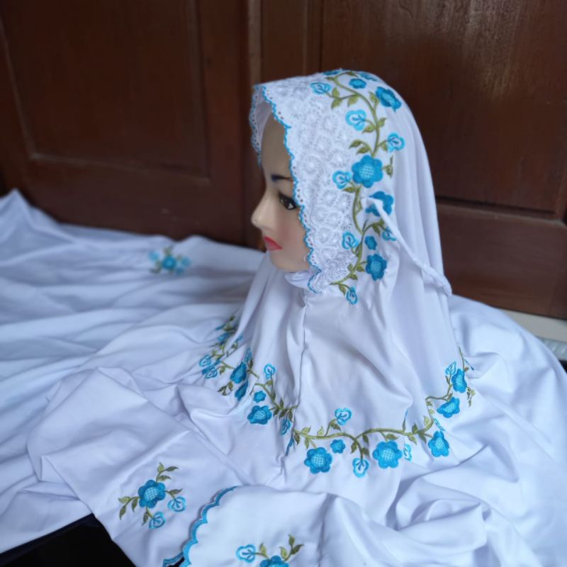 mukena putih motif mukena dewasa bordir halus mukenah terusan