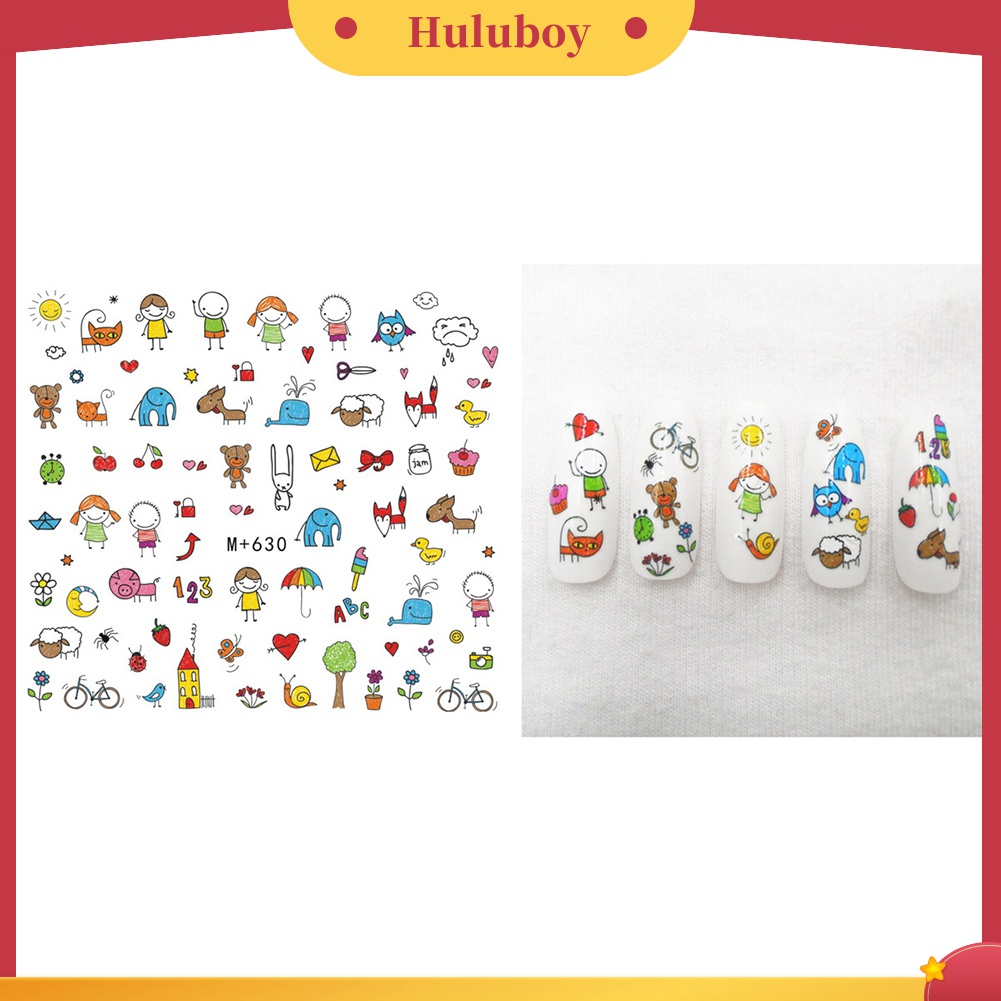 Huluboy Huluboy♡ Stiker Kuku Transfer Air Motif Hewan / Hati / Bintang / Bunga / Lebah Untuk Dekorasi Nail Art