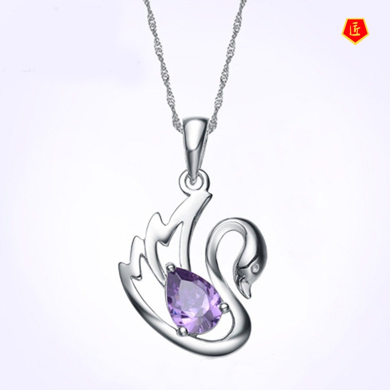 [Ready Stock]Crystal Swan Pendant Female Korean Fashion