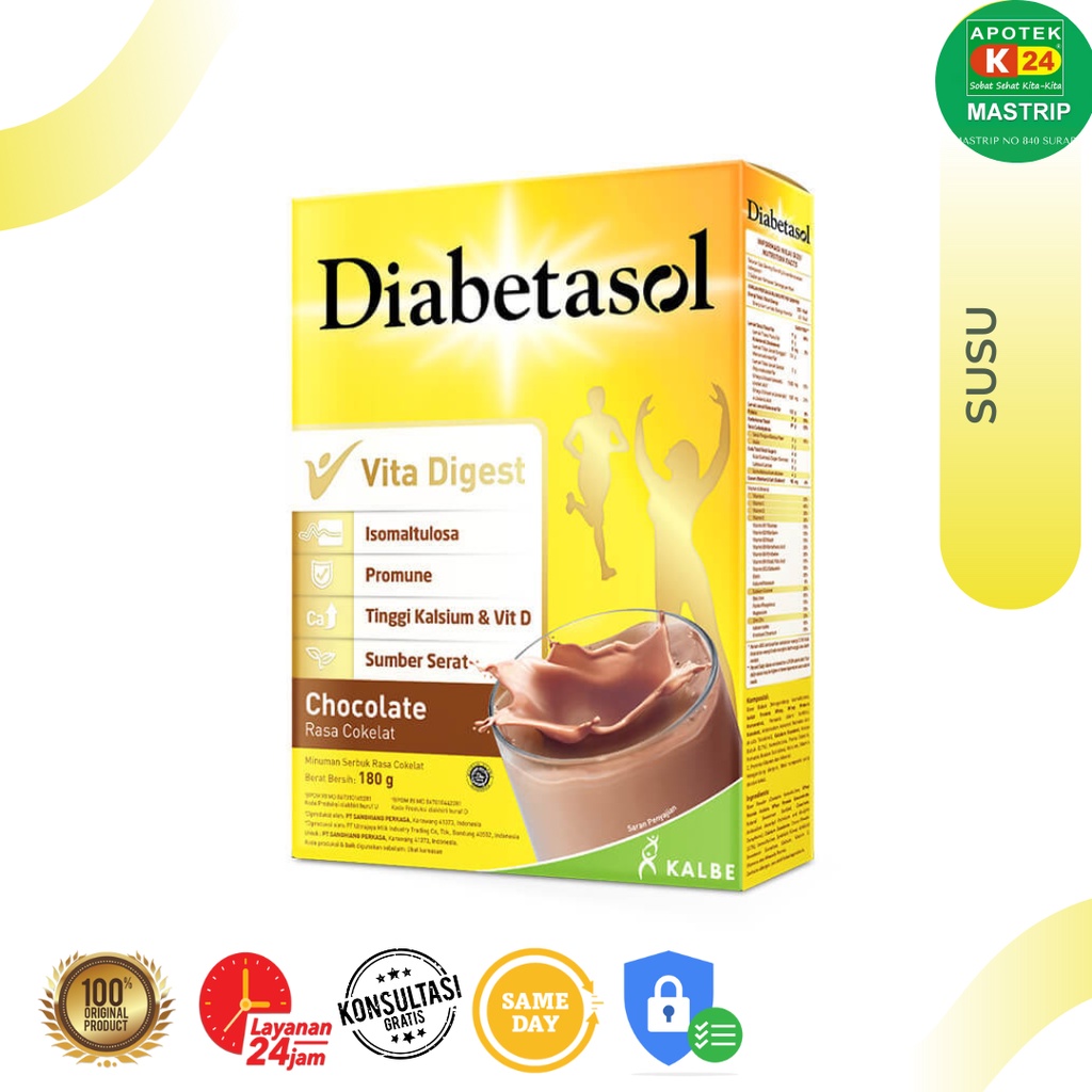 

Diabetasol Vita Digest / Membantu pada penderita diabetes / 180g / Chocolate Vanilla Cappucino