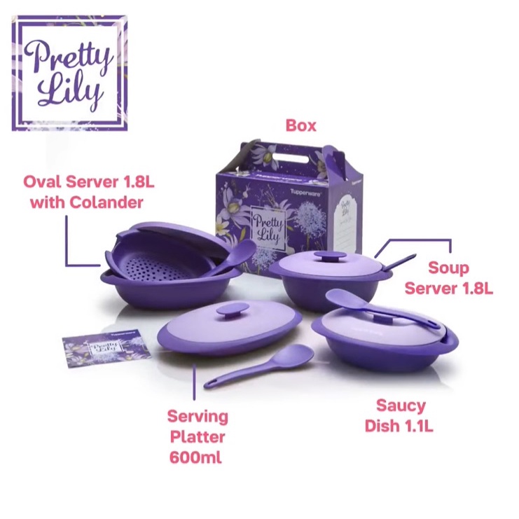 Tupperware Blossom Pretty Lily Ungu Wadah Saji Prasmanan (Jual ecer)