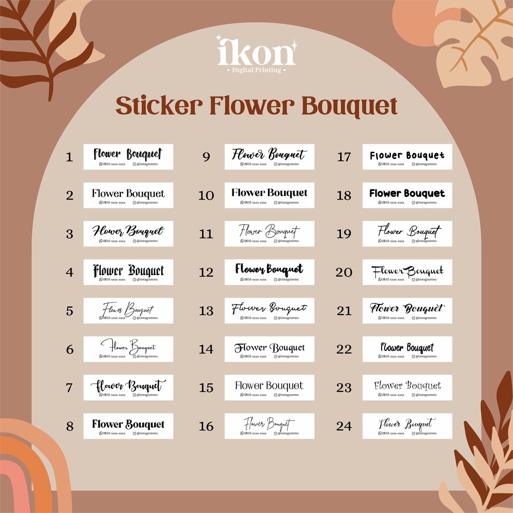 

STICKER FLOWER BOUQUE LANGSUNG TEMPEL UKURAN 1,5x4 CM / LABEL MEREK / STICKER MEREK BUKAN BORDIR BATCH A