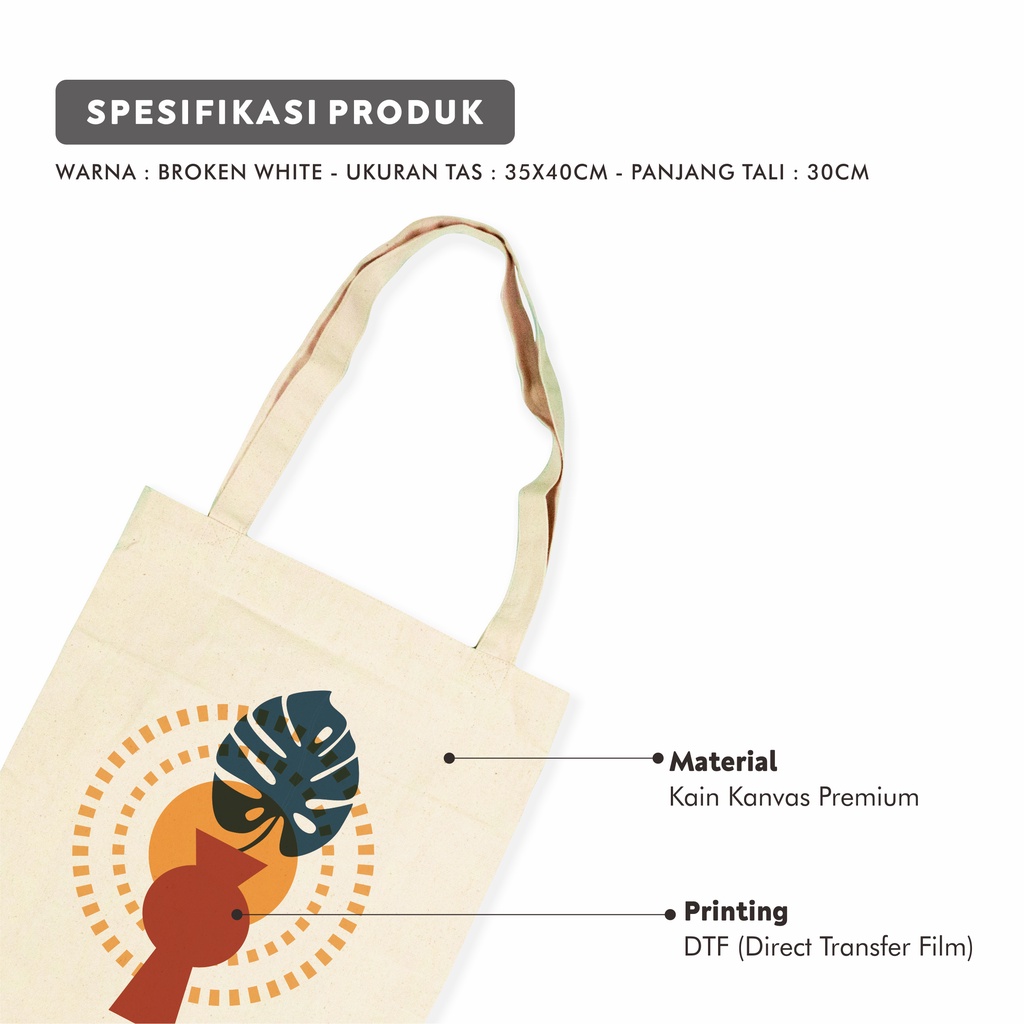 Sevine Tote Bag Kanvas Tas Fashion Totebag Wanita DTF Printing Nordic Aesthetic Series - KPA12