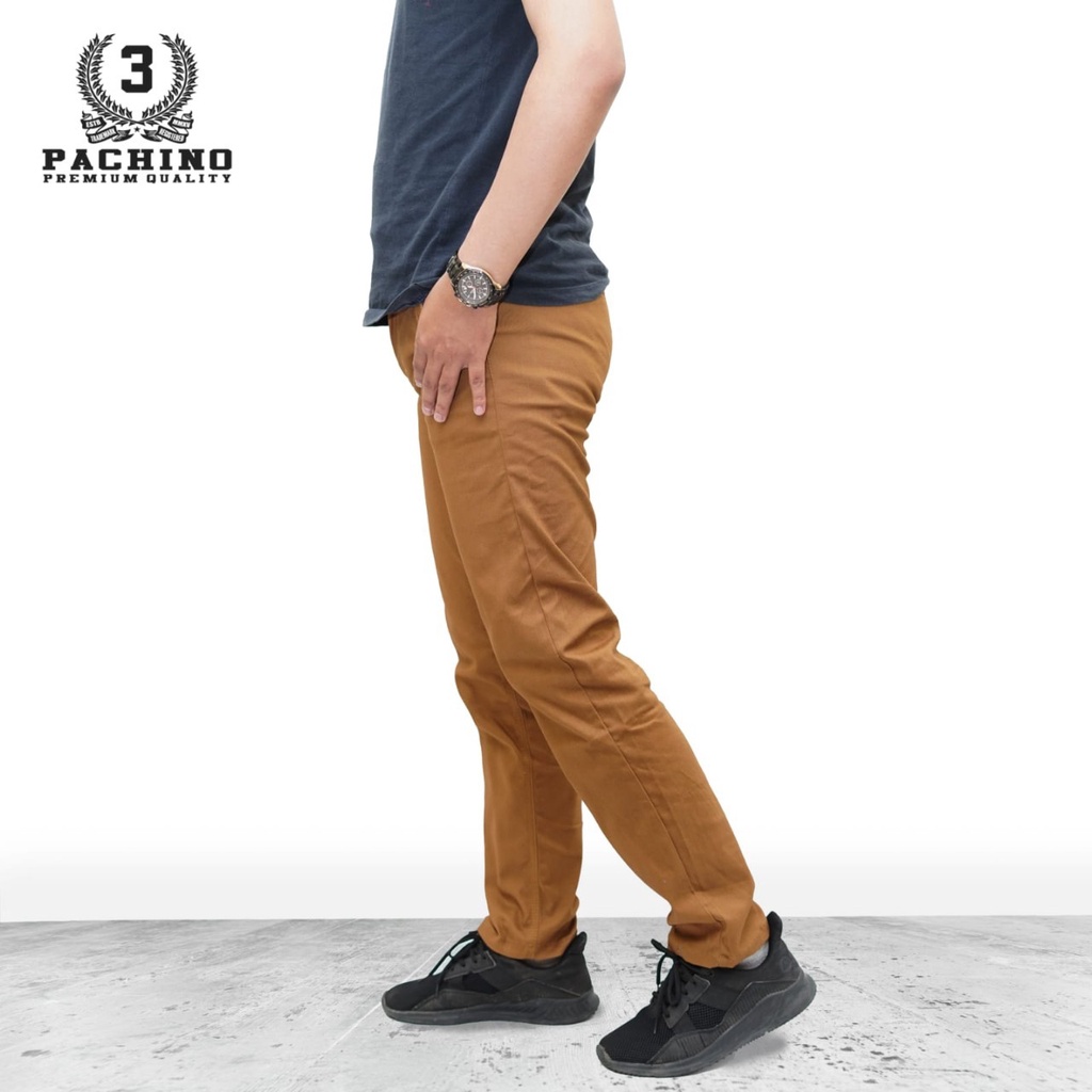 Celana Chino Panjang Putih dan Gold Celana Chinos Katun Twill Premium Melar/Ngaret