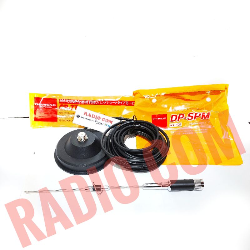 PAKET ANTENA RADIO MOBIL DUALBAND CR77 PLUS BRACKET MAGNET DP SPM - ANTENA RADIO RIG MINI BRACKET