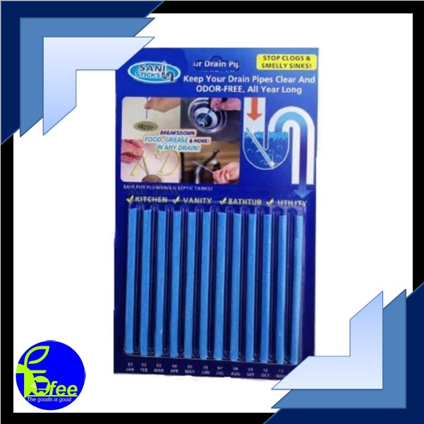 [IMPORT] - Sani Stick Stik Pembersih Saluran Pipa Air Anti Sumbat Mampet Isi 12pcs