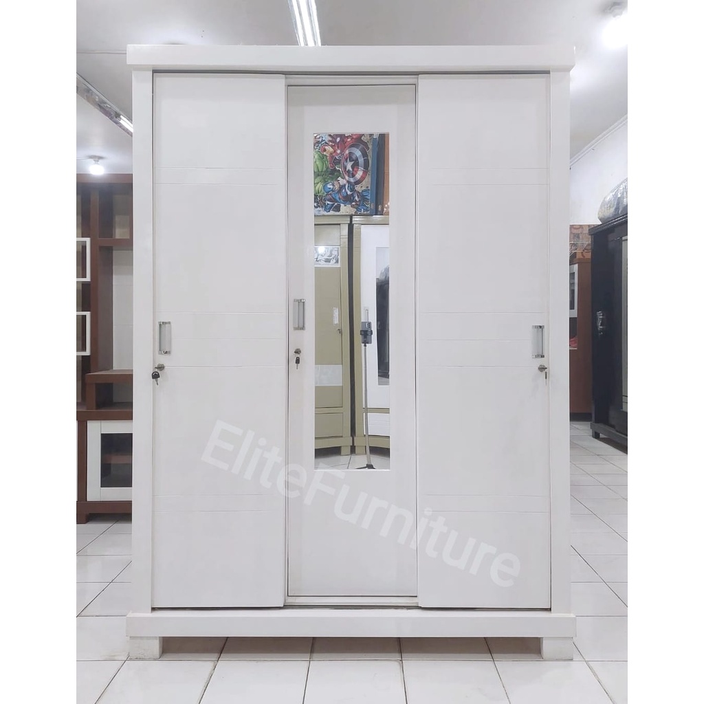 Lemari Baju 3Pintu Sliding / Lemari Baju Gamis 3Pintu / Lemari Pakaian Geser / Lemari Baju Gantungan
