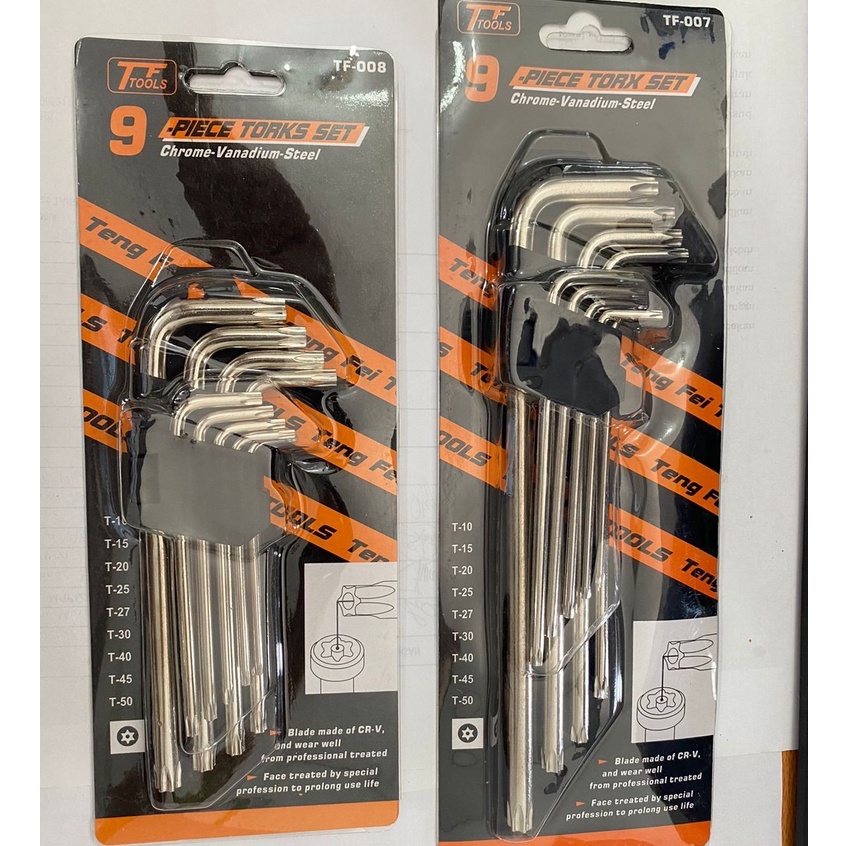 Kunci L Bintang / Kunci L polos Set 9 pcs  Kunci L Panjang Ball Point Hex Key