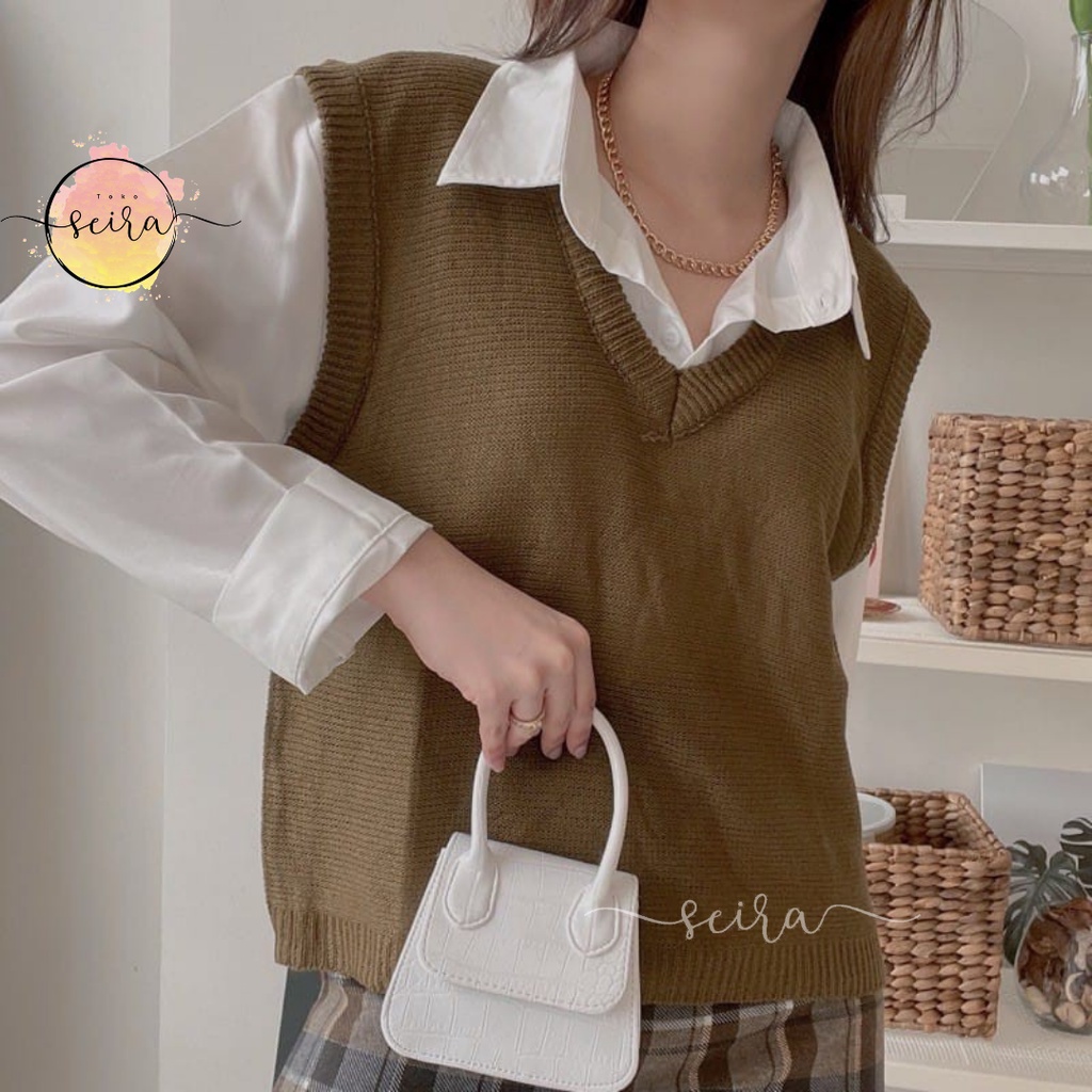 [BISA COD] Kani Vest Rompi Basic Rajut / Outer Knit V  Neck / Rompi Kani / Vest Kani / Outer Rajut Kani / V Vest / Vest V Neck Kani