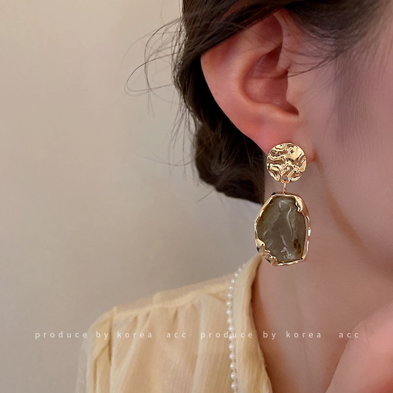 Anting Bentuk Geometris Bahan Resin Gaya Klasik