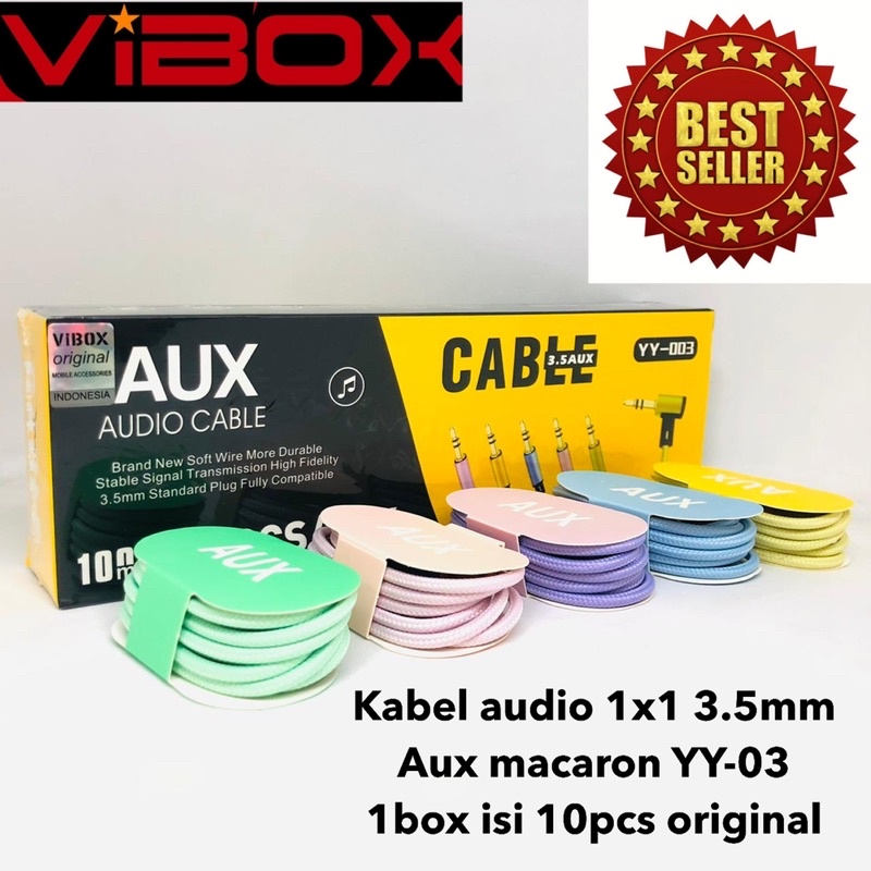 {10pcs/1box} YY003 KABEL AUDIO VIBOX YY-03 AUX MACARON 3.5MM ORIGINAL
