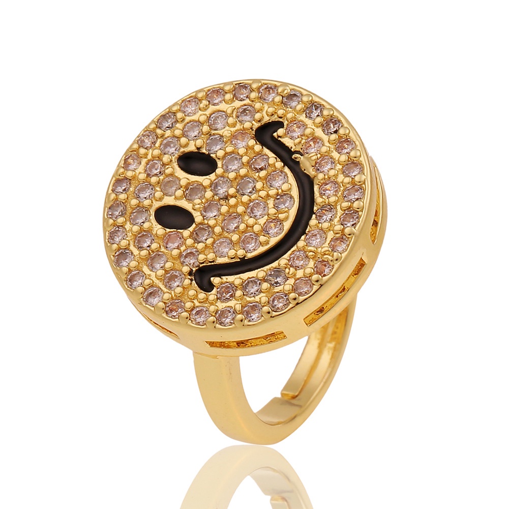 Baru personalized perhiasan tangan tembaga berlapis emas mikro bertatahkan zircon round smiley cinci