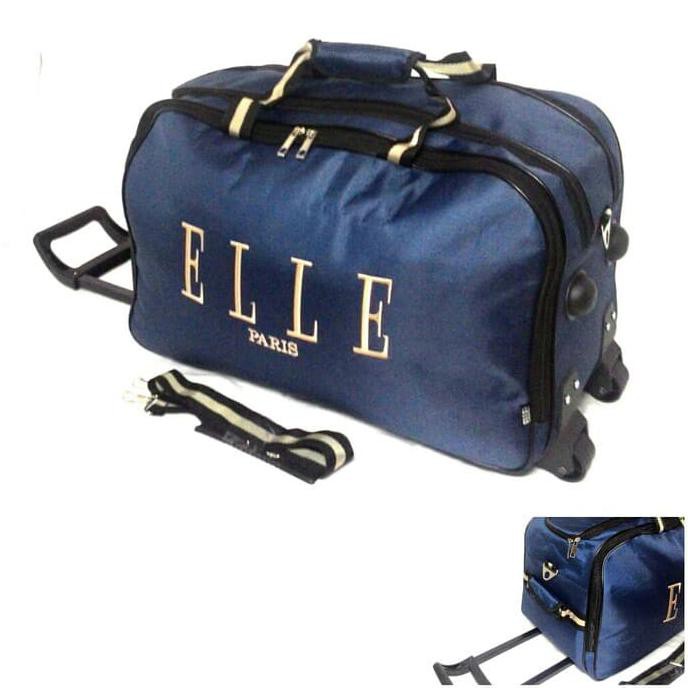 Sale TAS TROLLY PAKAIAN ELLE / TAS TRAVEL BAG ELLE BIRU DONGKER - Navy Termurah