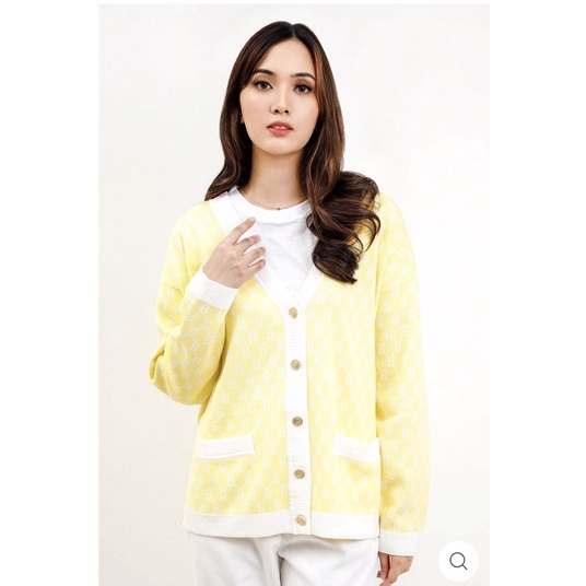 Signature Monogram Cardigan Sunrise size S Buttonscarves Benang Jarum