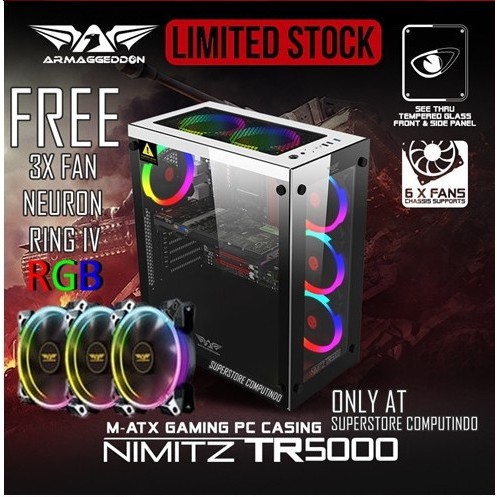 ARMAGGEDDON NIMITZ TR5000 - ATX GAMING PC CASING - Putih NEW