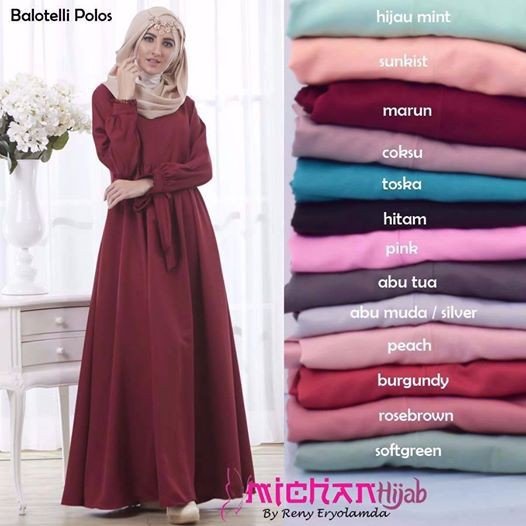 GAMIS BALOTELLI POLOS KANCING BUSUI - gamis polos jumbo syari
