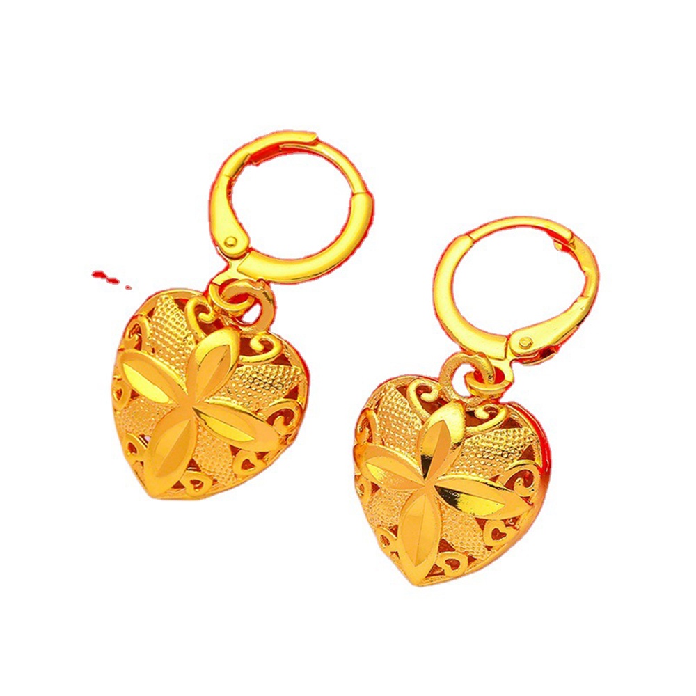 1 Pasang Anting Stud Liontin Love Sand Gold Gaya Retro Untuk Wanita