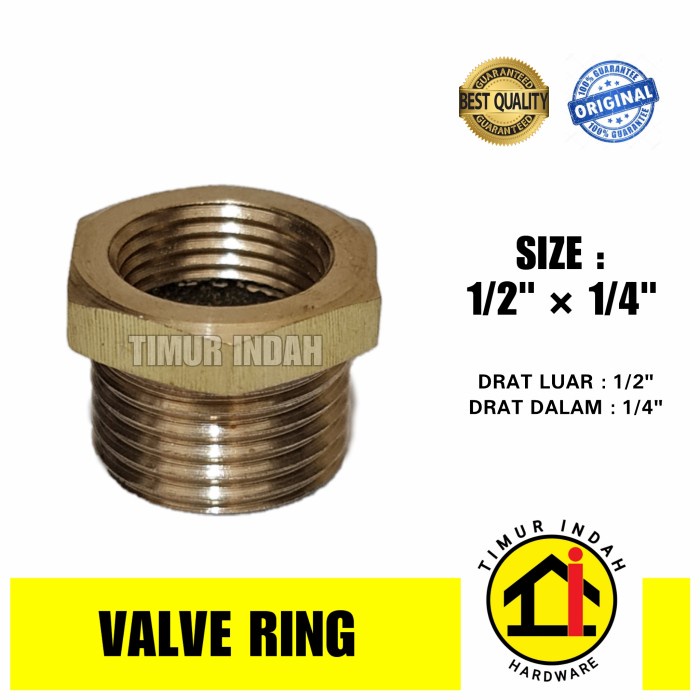 Valve Ring / Verlop ring 1/2” x 1/4” - KUNINGAN