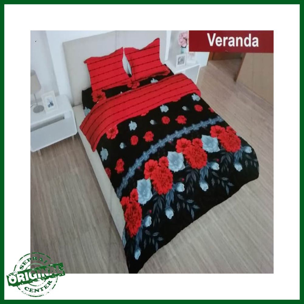 SEPREI LADY ROSE / SPREI LADY ROSE VERANDA QUEEN 160 No.2 SEPRAI HITAM AZALEA MERAH PUTIH