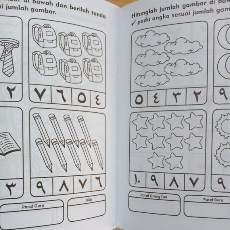 Buku Mengenal Dan Menulis Lambang Bilangan Arab Taman Kanak-kanak