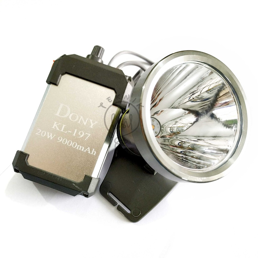 LAMPU SENTER KEPALA HEAD LAMP KL-197 LED 20 WATT 20W DONY BATERAI LEPAS TERPISAH ORIGINAL ASLI