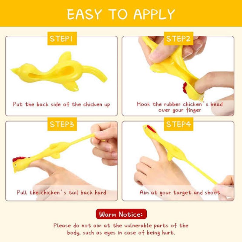 Mainan Ayam Karet Jepret Nempel Dinding Ketapel Ayam Karet Terbang-6