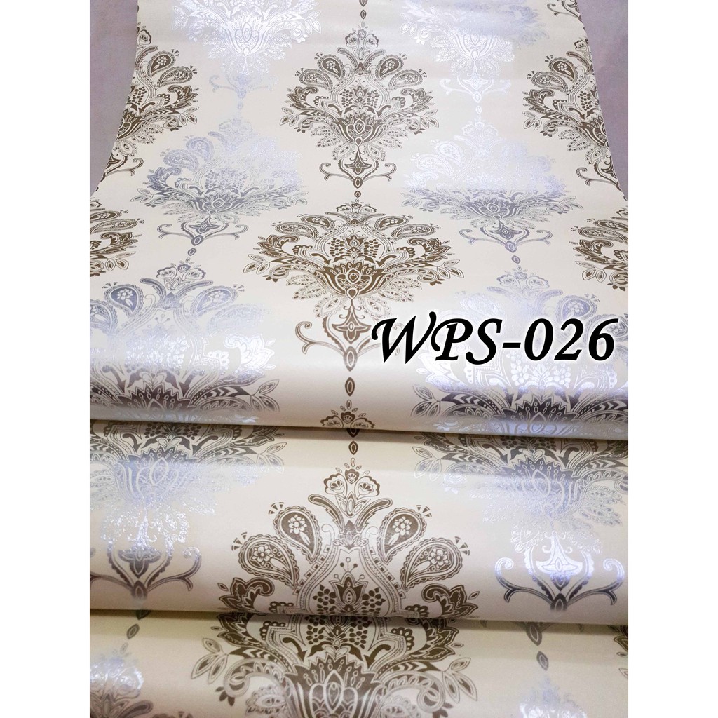 METH WPS026 BROWN N SILVER MOTIF WALLPAPER  STICKER  