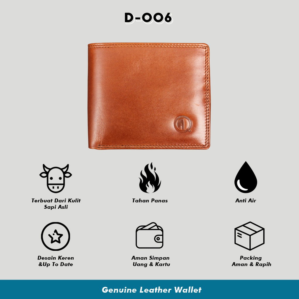 Dompet Kulit Pria 15 Slot Card 100% Kulit Sapi Asli Luar Dalam Original By Qi Leather - D006