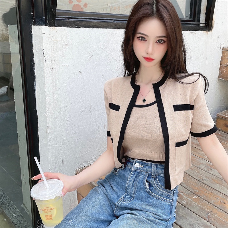 2 in 1 Korean Oneset Knit Cardigan + Tank Top 2570