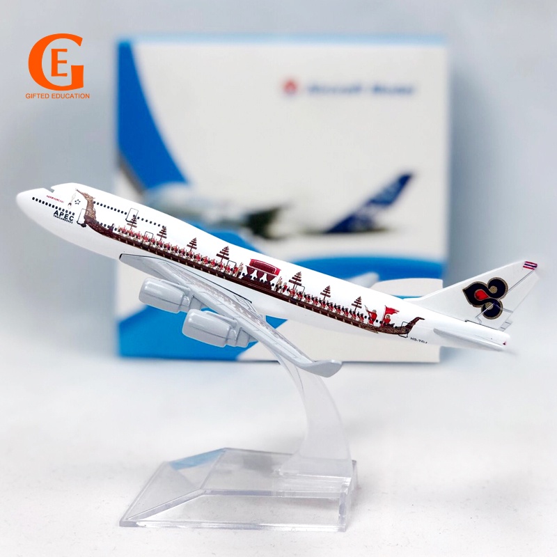 Thai Airways Dragon Boat B747 Pesawat Model Die-cast Metal Boeing747 Pesawat Model Pesawat Mainan 16CM