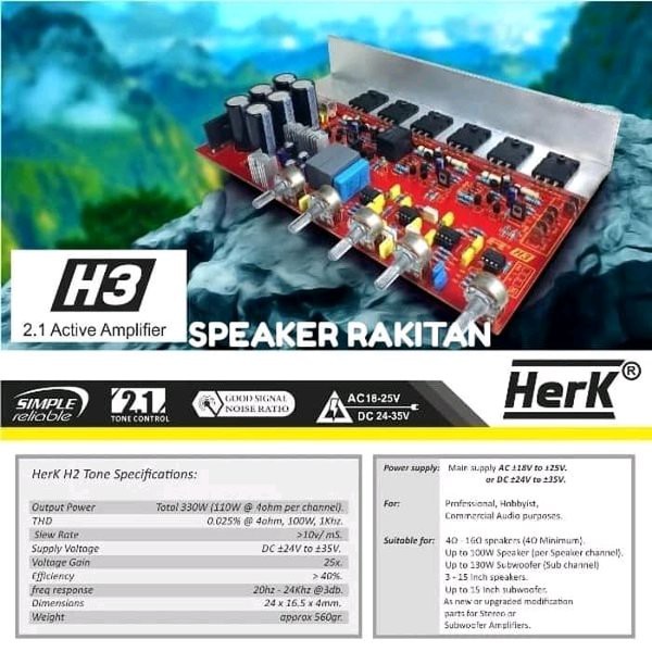 Kit Power Amplifier Active Home Theater 2.1 Channel HERK H-3