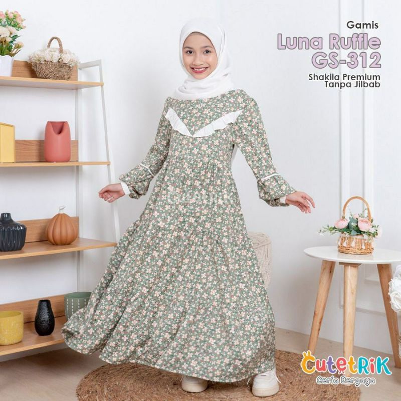 Gamis Anak Ruffle (Luna Ruffle GS 312 CUTETRIK) | Gamis Anak Remaja Tanggung Original Branded