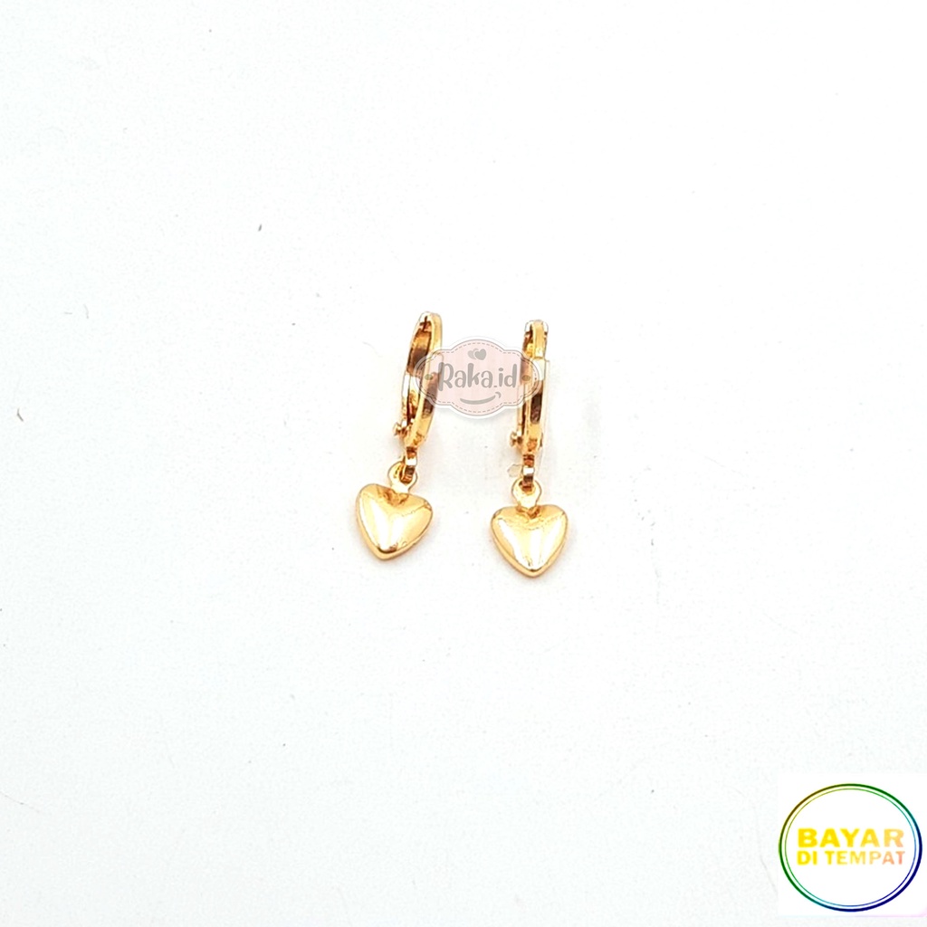 Anting Clip / Klip Bulat Motif Love Simple Perhiasan Aksesoris Wanita 1133