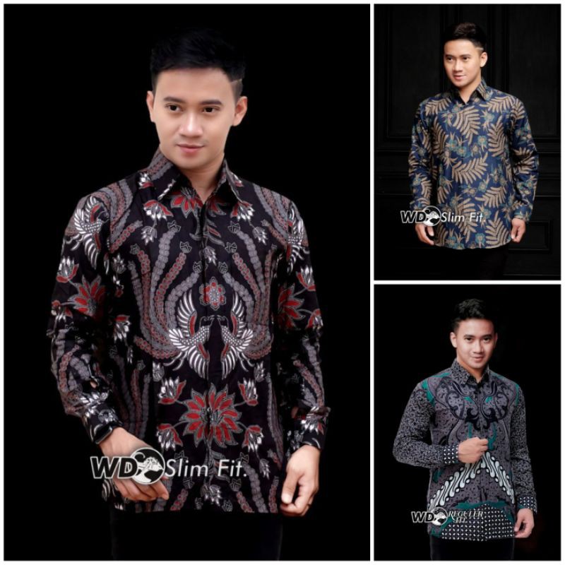 kemeja batik pria modern lengan panjang model slim fit batik Irro14