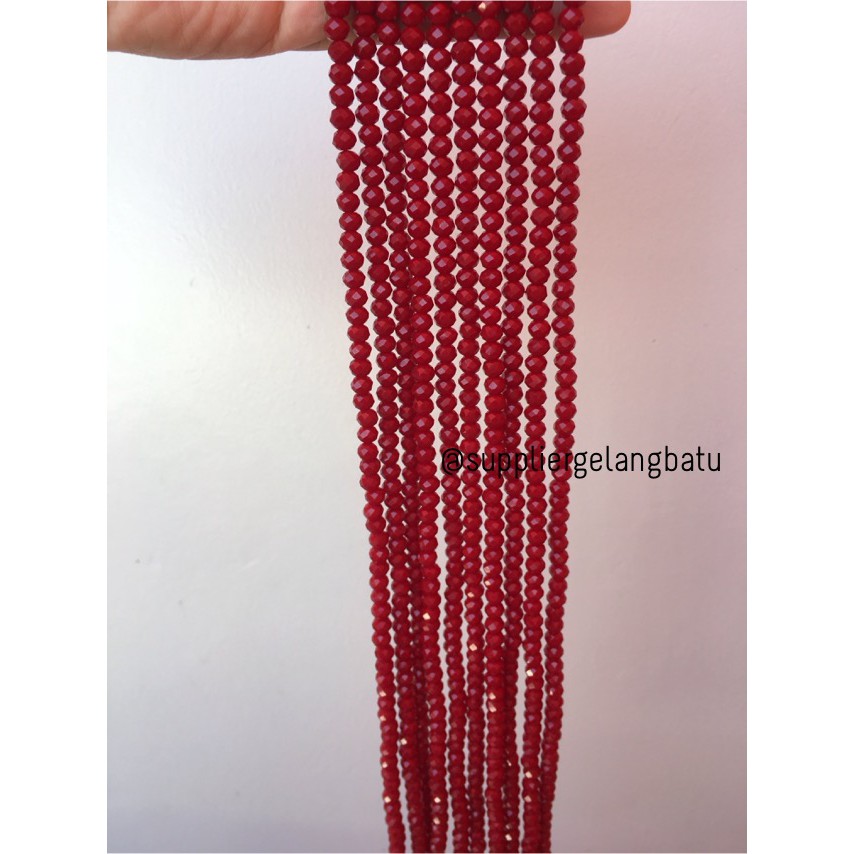 Crystal Ceko Doff 6mm MERAH MAROON beads manik donat rondelle grosir perhiasan aksesoris fashion