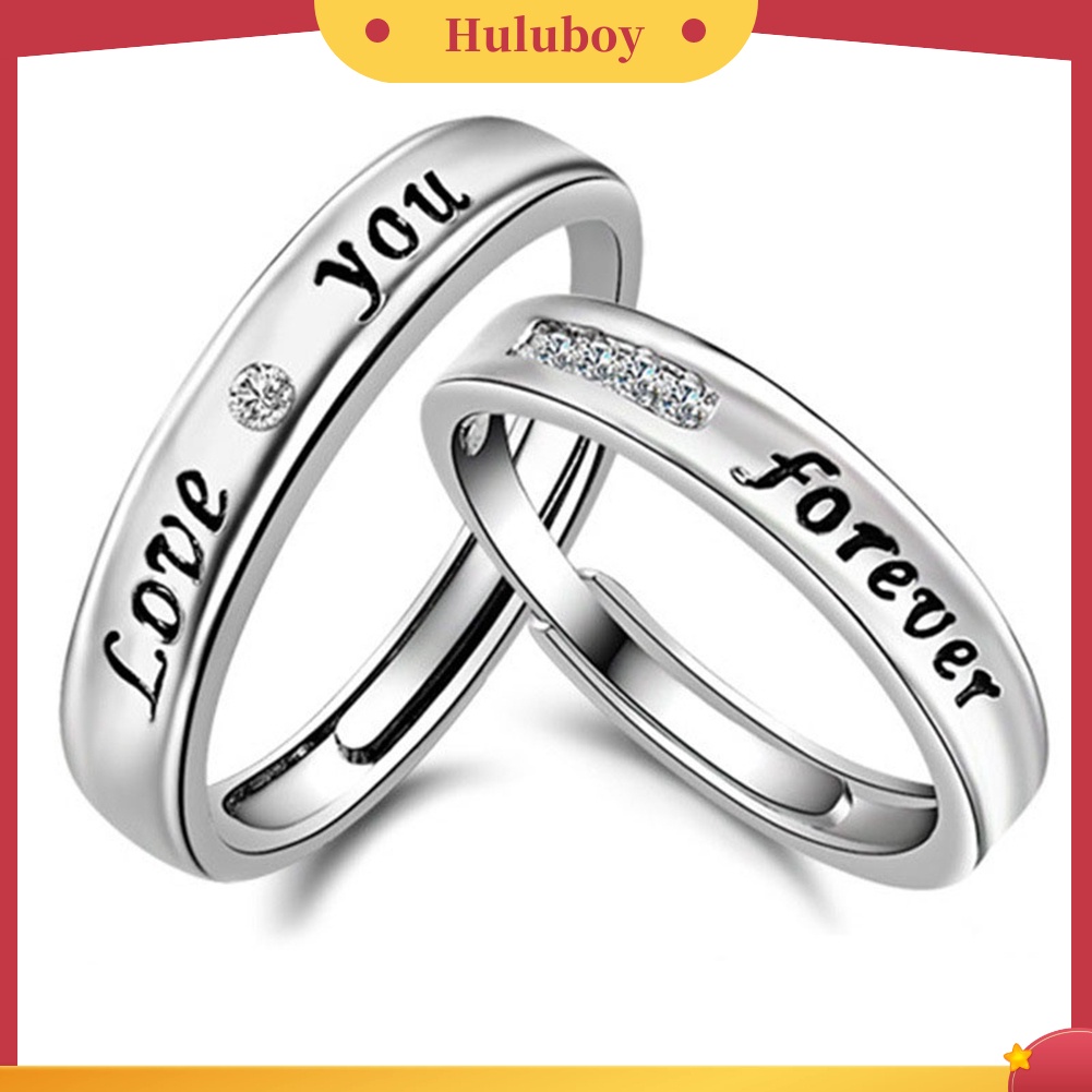 Hu Hu Hu Hu Hu Alat Bantu Pasang Kacamata♡ Set Cincin Berlian Imitasi Motif Love You Forever Untuk Pasangan