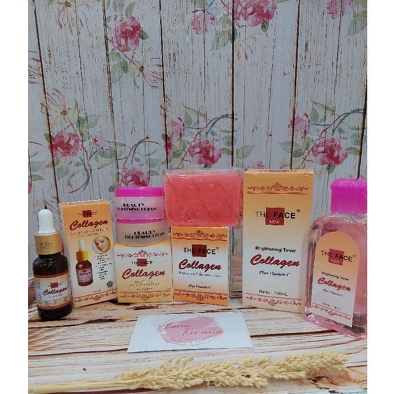 Aura Kirana Paket Cream Collagen Krim Colagen The Face Ori BPOM Lengkap 5 in 1(Krim Siang,Krim Malam