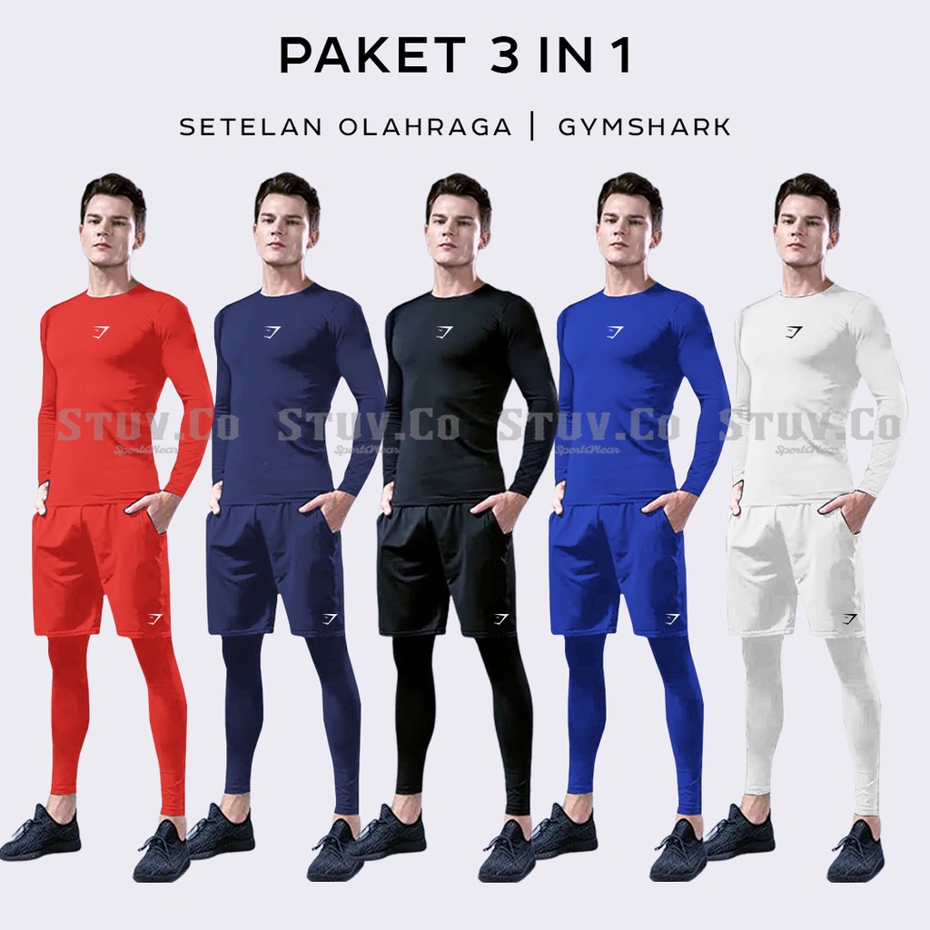 PAKET 3IN1 STELAN MANSET BASELAYER THUMBHOLE LEGGING PANJANG DAN CELANA SAKU DRIFIT OLAHRAGA UNISEX