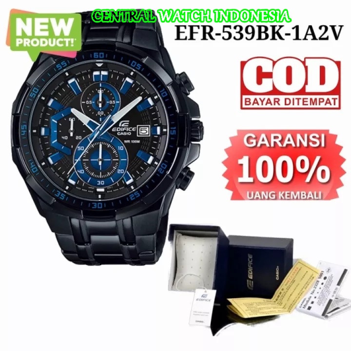 Cash Back  Jam Tangan Pria Keren Merk Edifice FullSet Type : EFR-539BK-1A2V / efr 539bk 1a2v Jam Tan