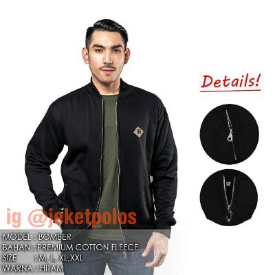 Jaket Bomber Polos | Jaket Polos Pria | Jaket resleting | Hitam