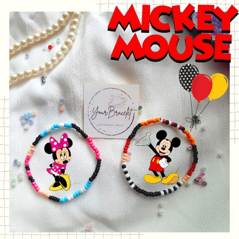 [B17]- PRE ORDER! Mickey Mouse | Gelang manik animasi kartun mickey mouse | Cincin manik | bracelet beaded kartun | beads | gelang | Disney | mickey minnie | Korean ring