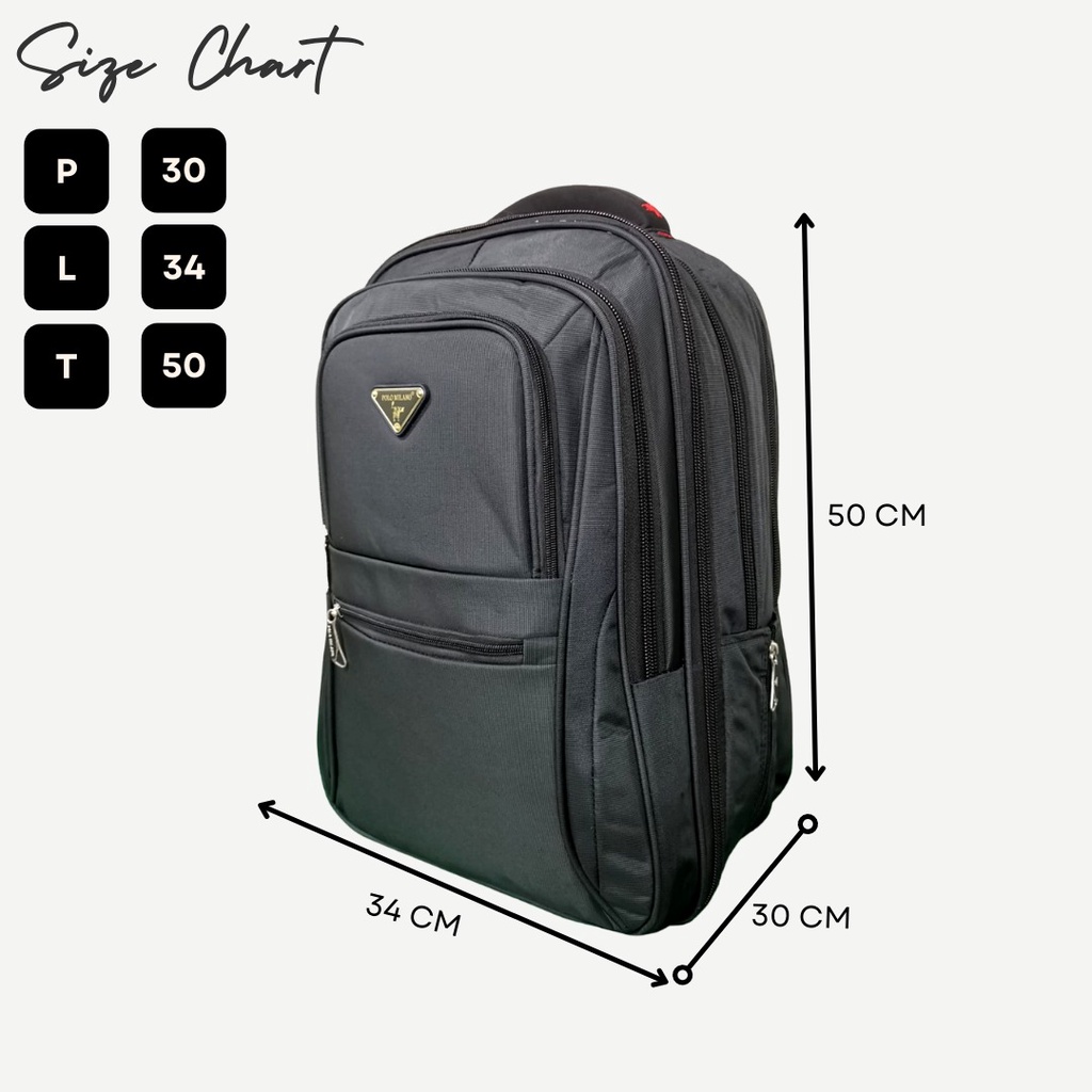 Tas Pria POLO MILANO - 88295 BACKPACK TAS RANSEL JUMBO TERBARU UKURAN 20 inch