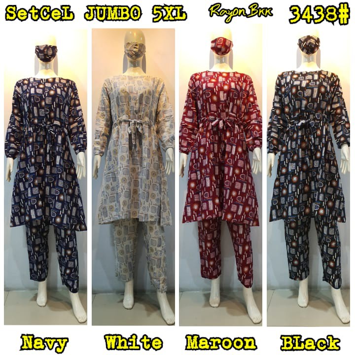 SET JUMBO 3437 3438 RAYON 5XL/ SET XXXXXL NAGITA / SETELAN KEKINIAN / SETELAN FREE MASKER / REALPIC