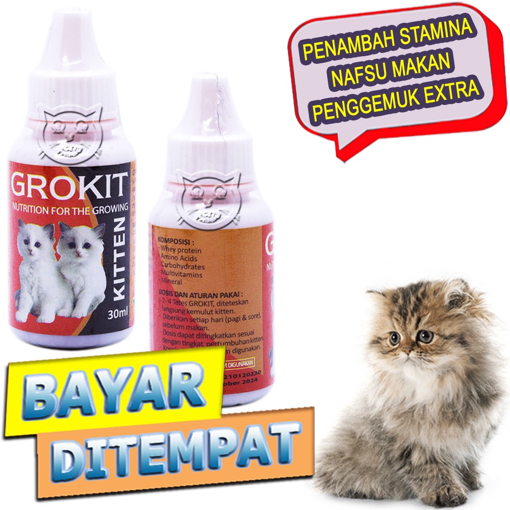 Grokit Vitamin Pertumbuhan Anak Kucing Obat Penggemuk Nafsu Makan