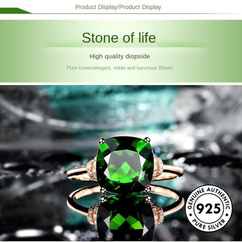 Cincin S925 Silver 18k Rose Gold Hijau Harta Karun