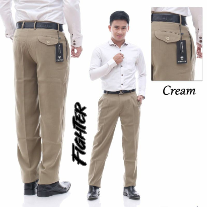 Celana Formal Pria Kerja Reguler Standar Kantor Bahan Kain Teflon Size 27-40 Murah Adem Nyaman