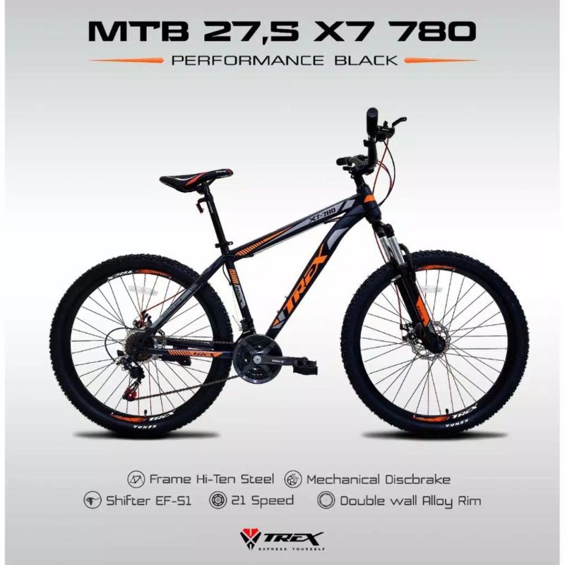 Sepeda MTB 27.5 inch Sepeda Gunung Trex X 780 21speed
