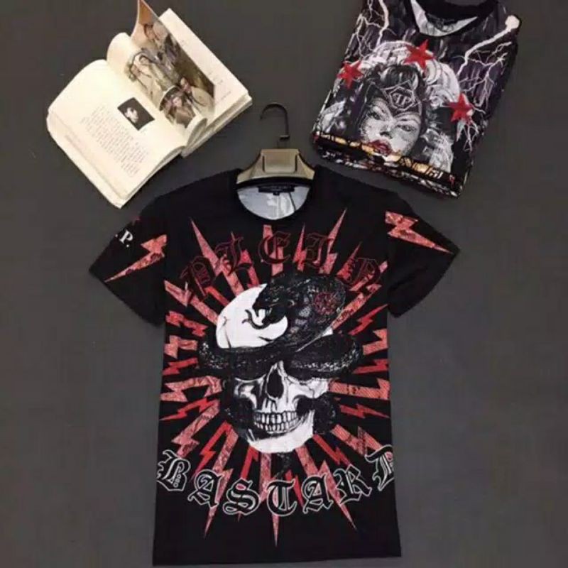 BAJU KAOS PRIA BRANDED IMPORT MIRROR VVIP PHILIPP PLEIN