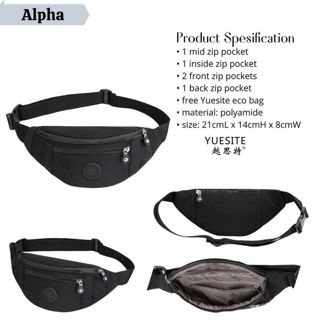 Yuesite - Alpha Waist Bag & Bum Bag Original | Tas Pinggang Wanita
