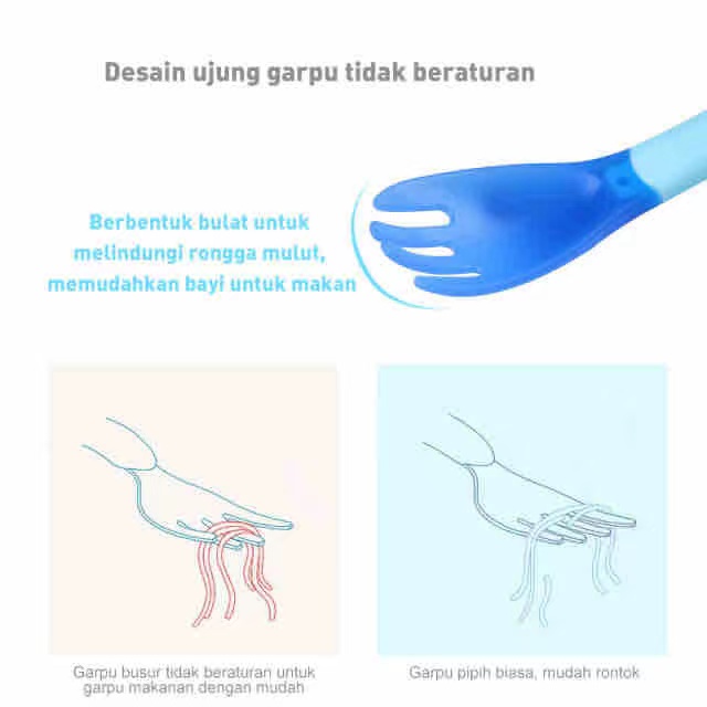 Sendok makan bayi silikon / Sendok dan Garpu Pengubah Suhu Bayi Silikon Lembut